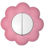 Розовый цветок двухклавишный выключатель Metalka_majur_pinkflower03